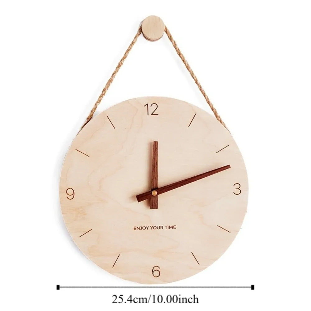 Creative Round Solid Wood Clock Hanging Minimalist Aesthetic Clock Nordic Style Wall Clock Wall Decoration