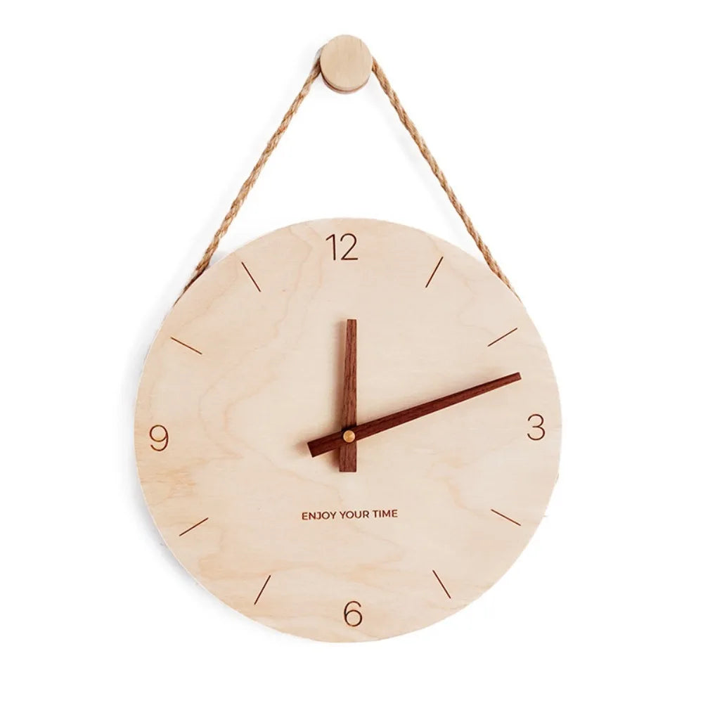 Creative Round Solid Wood Clock Hanging Minimalist Aesthetic Clock Nordic Style Wall Clock Wall Decoration