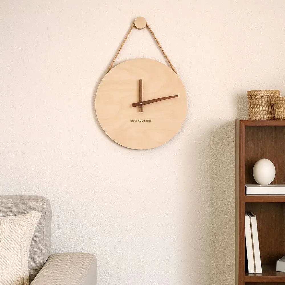 Creative Round Solid Wood Clock Hanging Minimalist Aesthetic Clock Nordic Style Wall Clock Wall Decoration