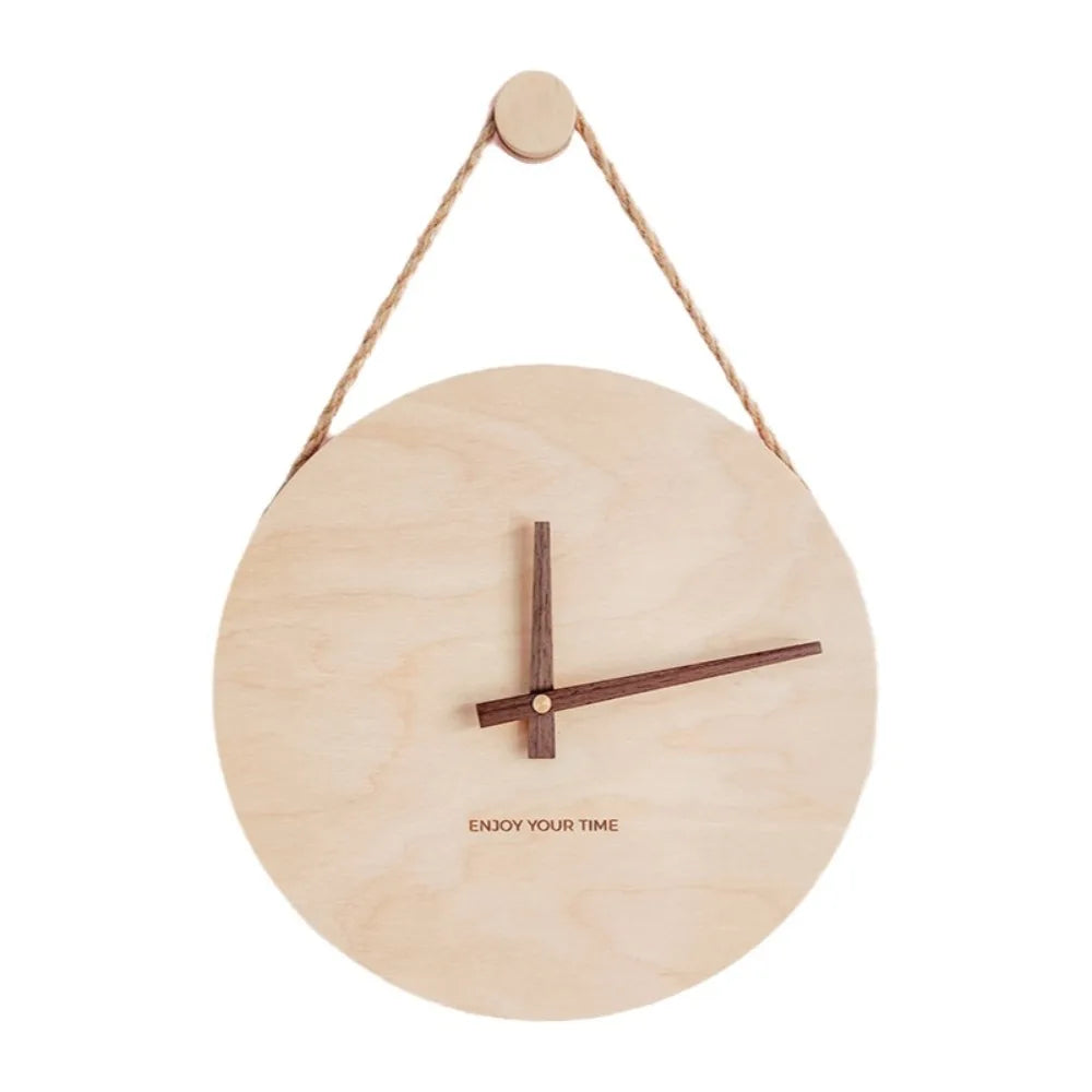 Creative Round Solid Wood Clock Hanging Minimalist Aesthetic Clock Nordic Style Wall Clock Wall Decoration