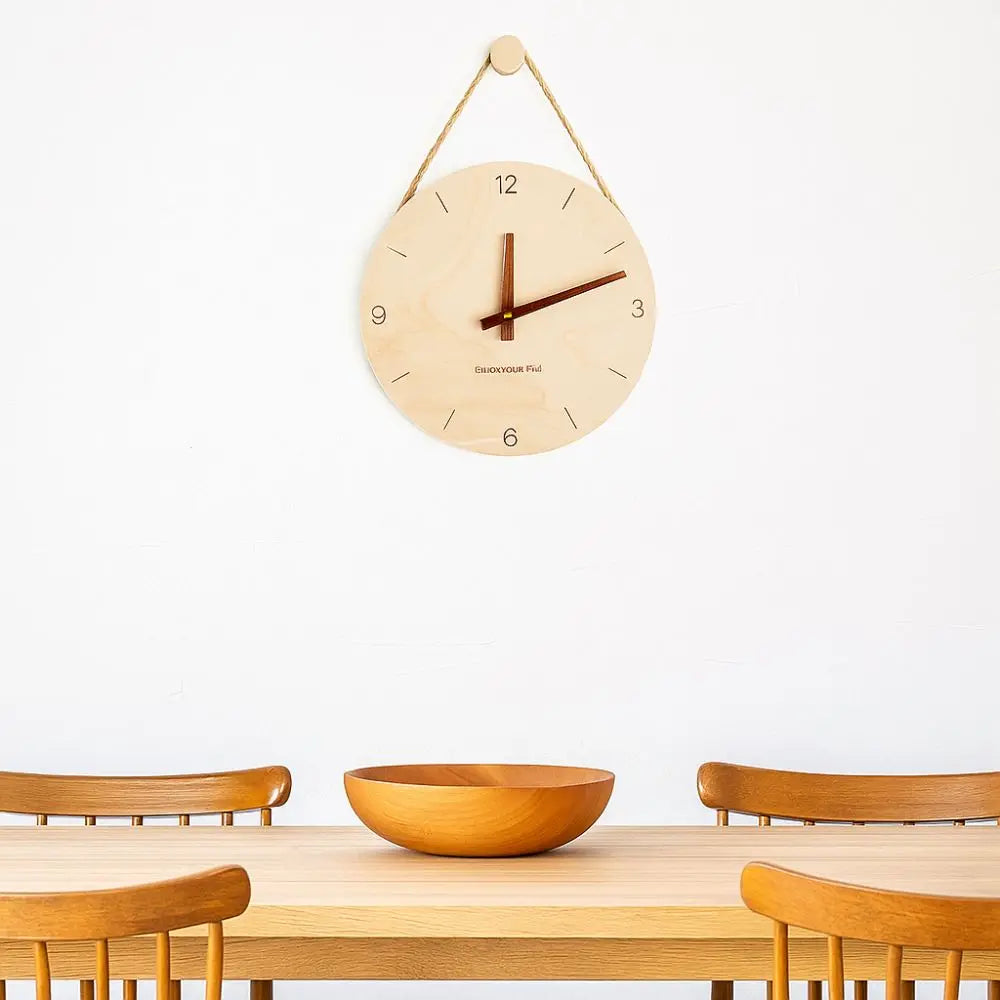 Creative Round Solid Wood Clock Hanging Minimalist Aesthetic Clock Nordic Style Wall Clock Wall Decoration