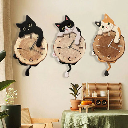 Cat Pendulum Decorative Clock