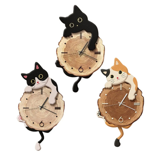 Cat Pendulum Decorative Clock