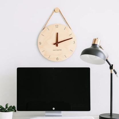 Creative Round Solid Wood Clock Hanging Minimalist Aesthetic Clock Nordic Style Wall Clock Wall Decoration